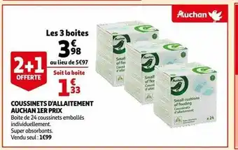 Auchan Coussinets d'allaitement auchan 1er prix offre