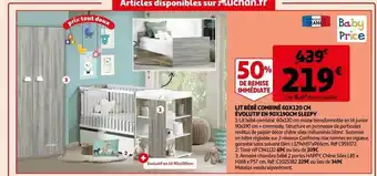 Auchan Lit bébé combiné évolutif sleepy offre
