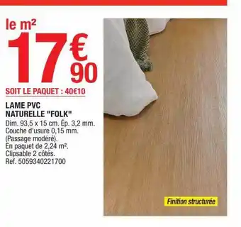 Brico Dépôt Lame pvc naturelle offre