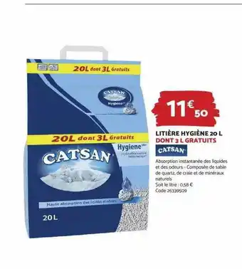 Bricomarché Litière hygiène 20 l catsan offre