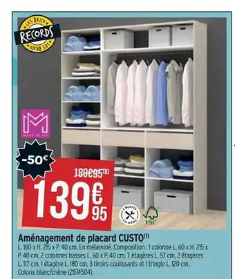 Bricorama Aménagement de placard custo offre