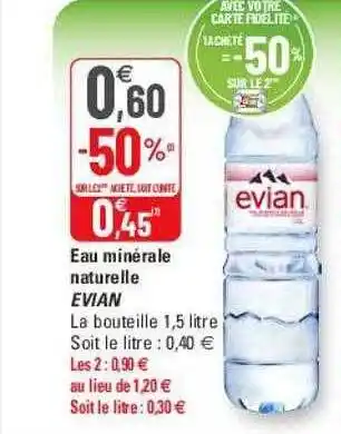 G20 Eau minérale naturelle evian offre
