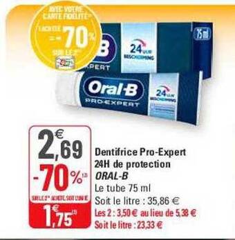 G20 Dentifrice pro-expert 24h de protection oral-b offre