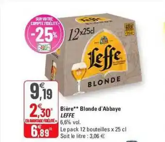 G20 Bière blonde d'abbaye leffe offre
