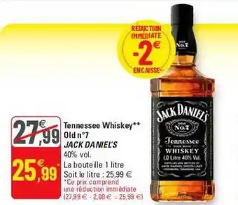 G20 Tennessee whiskey old n°7 jack daniel's offre