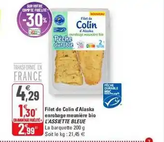 G20 Filet de colin d'alaska enrobage meunière bio l'assiette bleue offre