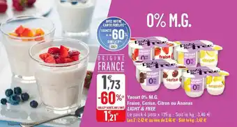 G20 Yaourt 0% m.g. fraise, cerise, citron ou ananas light & free offre