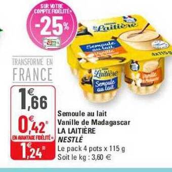 G20 Semoule au lait vanille de madagascar la laitière nestlé offre