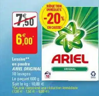 G20 Lessive en poudre ariel original offre