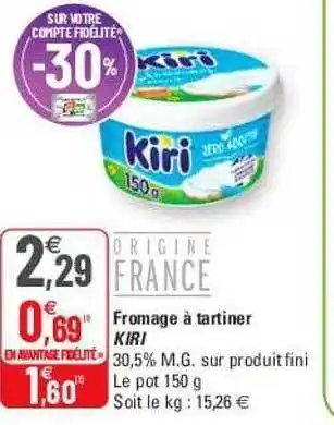 G20 Fromage à tartiner kiri offre