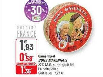 G20 Camembert bons mayennais offre