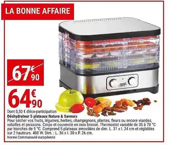 Gamm vert Déshydrateur 5 plateaux nature & saveurs offre