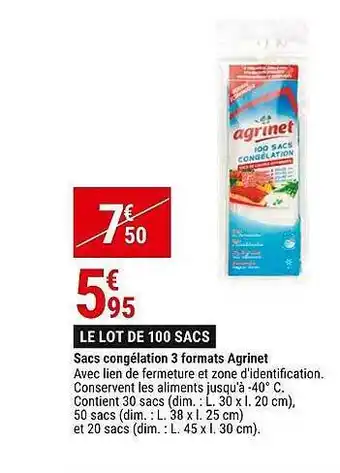 Gamm vert Sacs congélation 3 formats agrinet offre