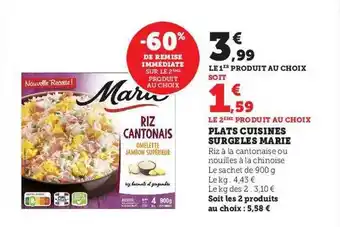 Hyper U Plats cuisinés surgelés marie offre