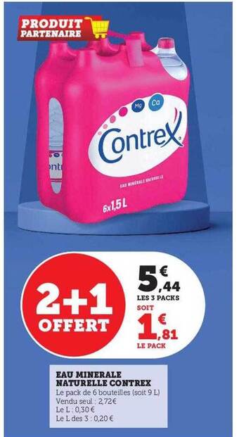 Hyper U Eau minérale naturelle contrex offre