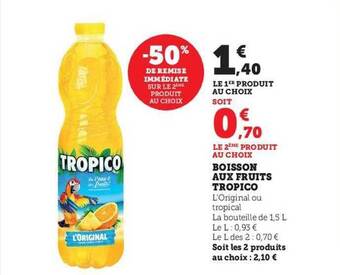 Hyper U Boisson aux fruits tropico offre