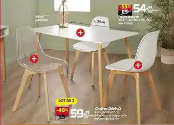 Gifi Table bergen chaises chloé x2 offre