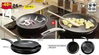 Poêlé induction x2 ø22 et ø26cm