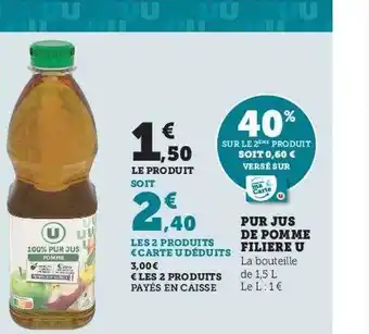 Hyper U Pur jus de pomme filière u offre