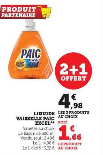 Hyper U Liquide vaisselle paic excel offre