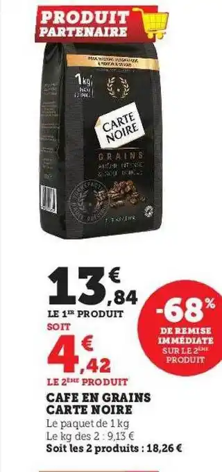 Hyper U Café en grains carte noire offre