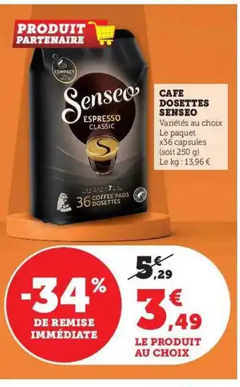 Hyper U Café dosettes senseo offre