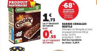 Hyper U Barres céréales nestlé offre