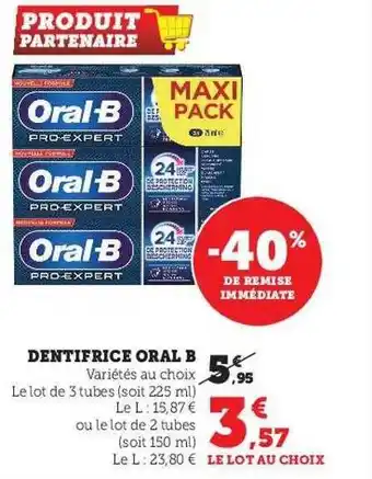 Hyper U Dentifrice oral b offre