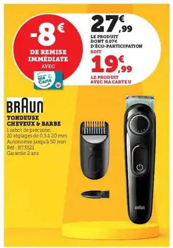 Hyper U Tondeuse cheveux & barbe braun offre