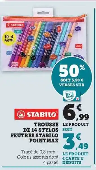 Trousse de 14 stylos feutres stabilo pointmax