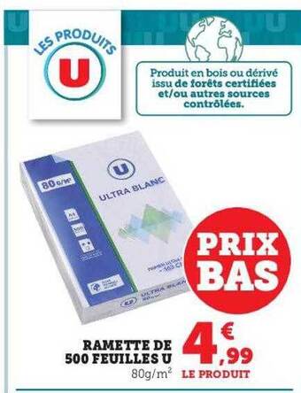 Hyper U Ramette de 500 feuilles u offre