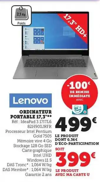 Hyper U Ordinateur portable 17,3 offre