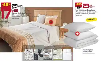 Gifi Parure de lit 2 personnes lot couette et 2 oreillers offre