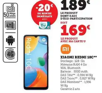 Hyper U Xiaomi redmi 10c offre