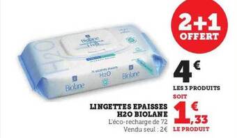 Lingettes épaisses h2o biolane