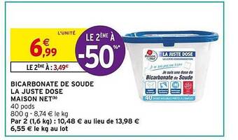 Intermarché Bicarbonate de soude la juste dose maison net le 2ème à -50% offre