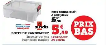 Hyper U Boîte de rangement sundis offre