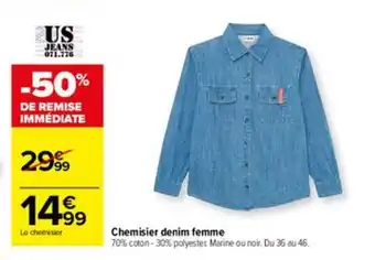 Carrefour Chemisir denim femme offre