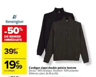 Carrefour Cardigan zippé double polaire homme offre