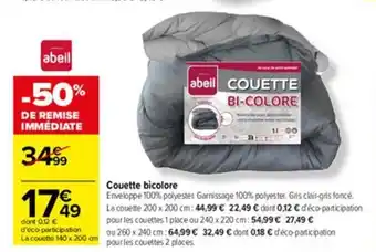 Carrefour Couette bicolore offre
