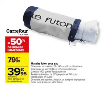 Matelas futon sous sac
