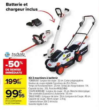 Carrefour Kit 3 machines à batterie offre