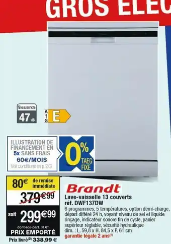 Cora x Carrefour Lave-vaisselle brandt offre