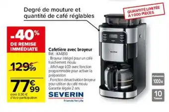 Carrefour Cafetière avec broyeur offre