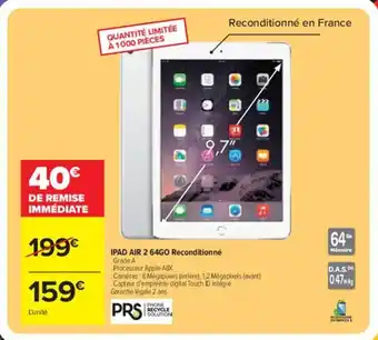 Ipad air 2 64GO reconditionné