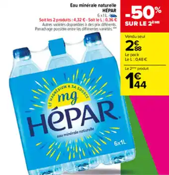 Carrefour Eau minérale naturelle HEPAR offre