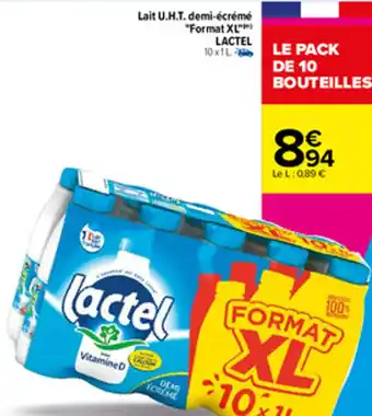 Carrefour Lait U.H.T demi-écrémé "format XL" LACTEL offre