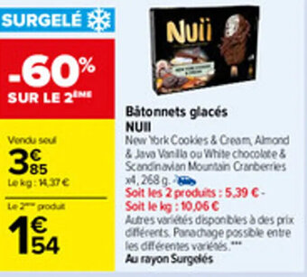 Carrefour Bâtonnets glacés NUII offre