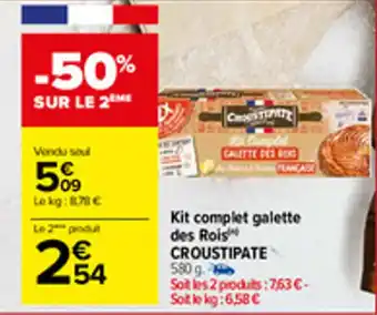 Carrefour Kit complet galette des rois CROUSTIPATE offre