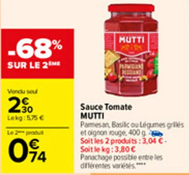 Promo Sauce tomate MUTTI chez Carrefour